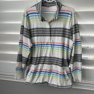 Talbots Long Sleeve UPF Button-Up with Colorful Stripes